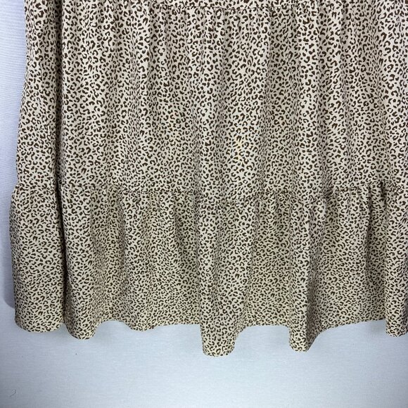 PRETTY GARDEN WOMEN'S LEOPARD PRINT TIERED MIDI FLOWY DRESS FUFF SLEEVE M - Picture 6 of 12